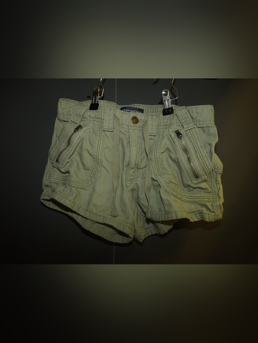 Aeropostale Women's Olive Drawstring Cargo Shorts | S